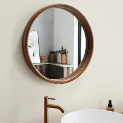 Miroir en mindi massif finition noyer 50 cm