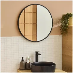 Miroir en métal rond D60cm EMA Noir