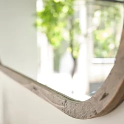 Miroir en pin recyclé massif ovale