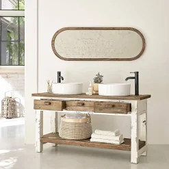 Miroir en pin recyclé massif ovale