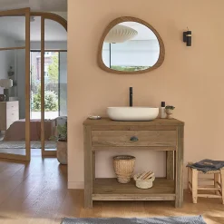 Miroir en teck massif recyclé 70x60 cm