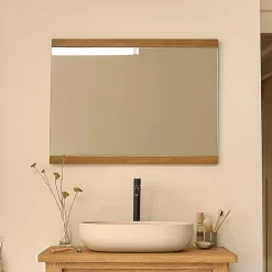 Miroir en teck recyclé massif 80 cm