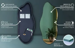 Miroir Forme Organique LED Tulup 45x100 cm Lumière Neutre Style Unique Pour Décoration Intérieure