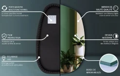 Miroir forme originale lumineux Tulup 91 x 66 cm découpe biseautée lumière chaud