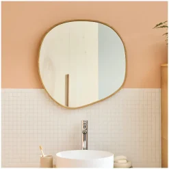 Miroir galet chêne LEONIE 60x60cm