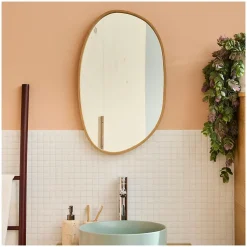 Miroir galet réversible en chêne 40x65cm
