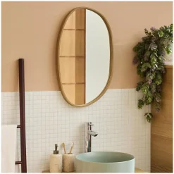 Miroir galet réversible en chêne 40x65cm