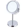 Miroir grossissant en métal inox à LED 12x12x30cm