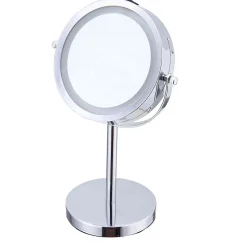 Miroir grossissant en métal inox à LED 12x12x30cm