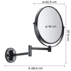 Miroir Grossissant Pour Montage Mural, Réglable, Laiton Noir Mat