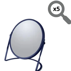 Miroir grossissant sur pied Acier AKIRA Bleu mat Spirella