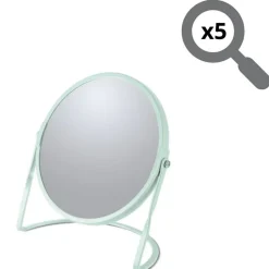 Miroir grossissant sur pied Acier AKIRA Vert Glacé mat Spirella