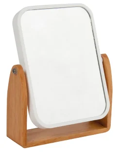 Miroir grossissant x 1 et x 2, Rectangulaire, pose libre, blanc et bois, L.16,3 x l.5,5 x H.10,5 cm, MSV Oslo