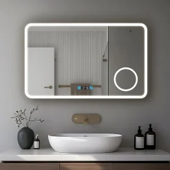 Miroir LED antibuée 120x70 avec zone grossissante X3 température de couleur réglable SANILAND