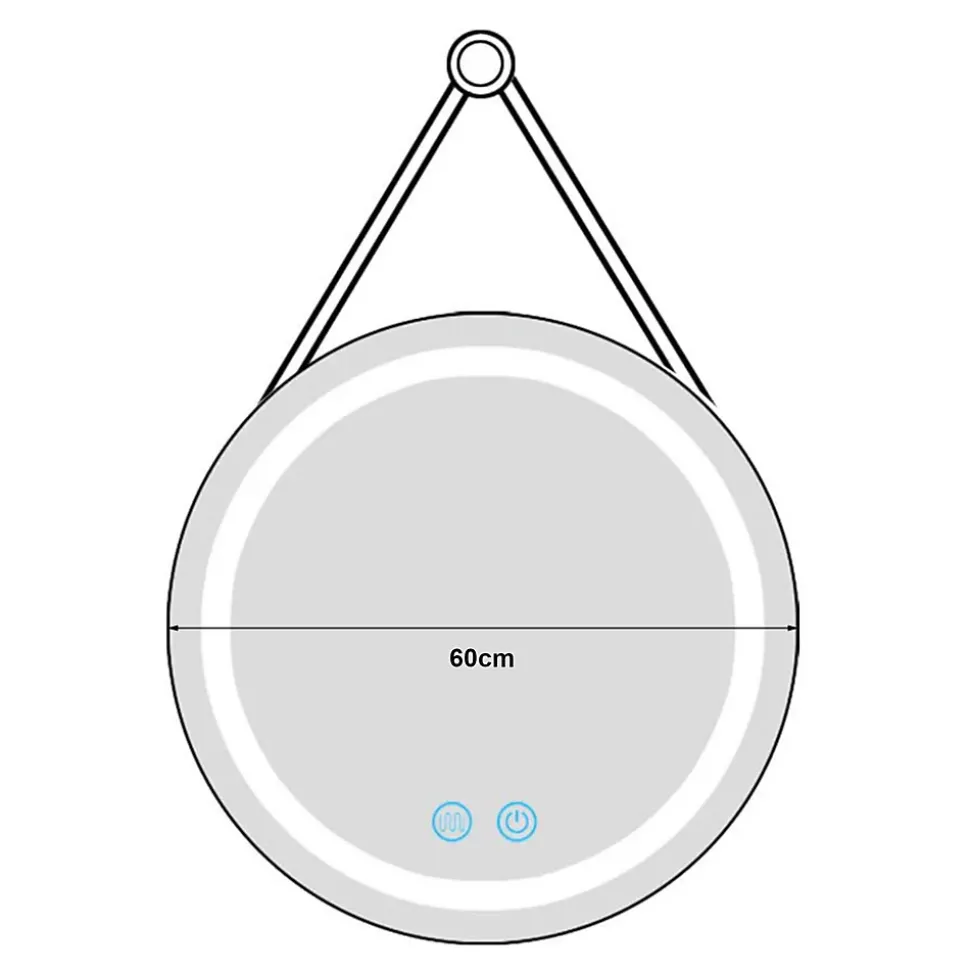Miroir LED avec corde Picerno 60 x 60 x 4 cm or pro.tec