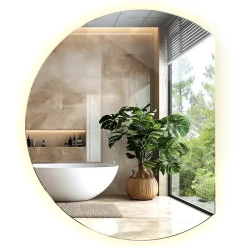 Miroir LED biseauté 63x70 cm lumière chaude 1 pc