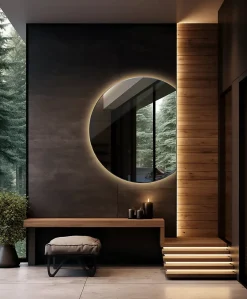 Miroir LED biseauté 63x70 cm lumière chaude 1 pc