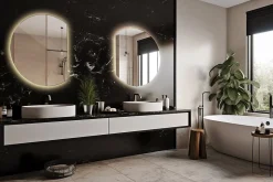 Miroir LED biseauté 63x70 cm lumière chaude 1 pc