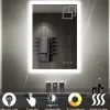 Miroir LED lumineux TEMEO 60 x 80 cm (ou 80x60) antibuée + intensité 2100 lms & couleur réglables salle de bain - Saniverre