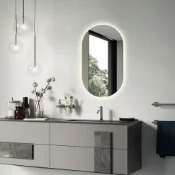 Miroir LED ovale 40x70 cm lumiere chaude salle de bain
