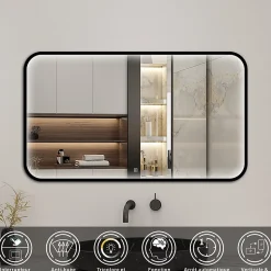 Miroir LED pour Salle de Bain 120x70 cm - Anti-Buée, Lumière tricolore et Dimmable