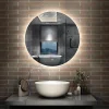 Miroir LED rond sans cadre de 80cm, dimmable + mémoire + antibuée, IP44, horizontal/vertical, 6000k blanc froid, AICA SANITAIRE