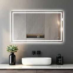 Miroir LED Réversible pour Salle de Bain 80x110 cm - Anti-Buée avec Interrupteur Tactile