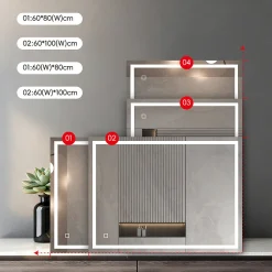 Miroir LED Réversible pour Salle de Bain 80x100 cm - Anti-Buée avec Interrupteur Tactile