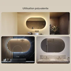 Miroir LED Salle de Bain - ARTFORMA - Ovale - 120x70cm - LED Dual + interrupteur tactile + anti-buée