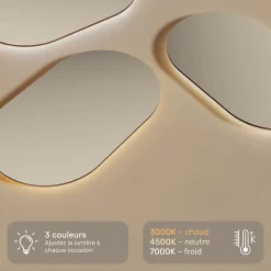 Miroir LED Salle de Bain - ARTFORMA - Ovale - 120x70cm - LED Dual + interrupteur tactile + anti-buée