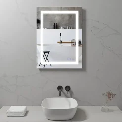 Miroir LED salle de bain OBLONG 60 x 80 cm réversible, anti-buée + éclairage et intensité réglables - Saniverre