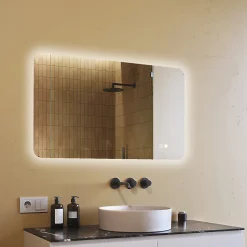 Miroir LED Salle de Bain - ARTFORMA - Forme arrondie - 120x70cm - LED Dual + interrupteur tactile + anti-buée