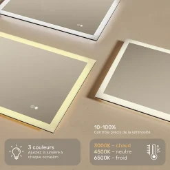 Miroir LED Salle de Bain - ARTFORMA - Forme arrondie - 120x70cm - LED Dual + interrupteur tactile + anti-buée