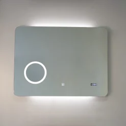 Miroir Led 80X60 Avec Horloge Numérique Et Lentille De Grossissement