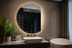 Miroir LED 70x80 cm style épuré lumière chaude 1 pc