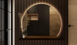 Miroir LED 70x80 cm style épuré lumière chaude 1 pc