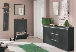 Miroir Lelia, Miroir de salle de bain, 100% Made in Italy, 60x2h60 cm, Anthracite Brillant