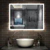 Miroir lumineux à LED, 80x60cm, dimmable, avec mémoire et anti-buée, IP44, horizontal/vertical, blanc froid, AICA SANITAIRE