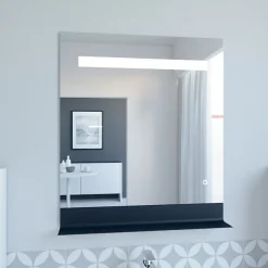 Miroir lumineux antibuée ETAL 70x80 cm avec tablette de rangement