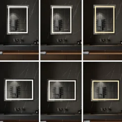 Miroir lumineux CIMEO 60 x 80 cm (ou 80x60) LED 2100 lms, antibuée + intensité & couleur réglables salle de bain - Saniverre