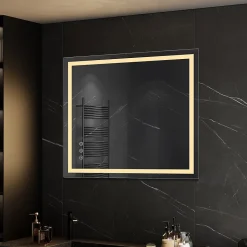 Miroir lumineux CIMEO 90 x 100 cm (ou 100x90) LED 2100 lms, antibuée + intensité & couleur réglables salle de bain - Saniverre