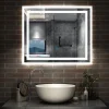 Miroir lumineux dimmable, 80x60cm, avec mémoire, salle de bain anti-buée, 6000k blanc froid, IP44, AICA SANITAIRE