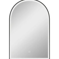 Miroir lumineux LED arqué de salle de bain 90 x 60 cm - tactile, réglable, anti-buée - alu noir