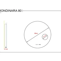 Miroir lumineux rond RONDINARA Diamètre 80cm - antibuée, horloge et loupe