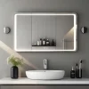 Miroir lumineux 100x60 pour salle de bain antibuée boutons tactiles lumière froide SANILAND
