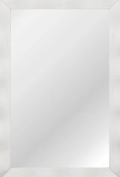 Miroir Mural 106 x 71,5 cm, Cadre en Bois d'Hévéa, Miroir de Courtoisie à Suspension, pour Salle de Bain, Salon, Entrée, Blanc
