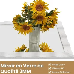 Miroir Mural 106 x 71,5 cm, Cadre en Bois d'Hévéa, Miroir de Courtoisie à Suspension, pour Salle de Bain, Salon, Entrée, Blanc