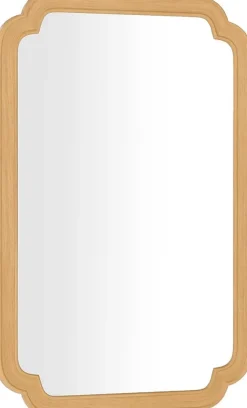 Miroir Mural 90 x 60 CM,Coins Arrondis Style Rustique Haute Définition pour Salle de Bain,Salon,Entrée,Chambre,Suspension,Naturel