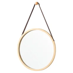 Miroir mural avec cadre en bambou marron Helloshop26