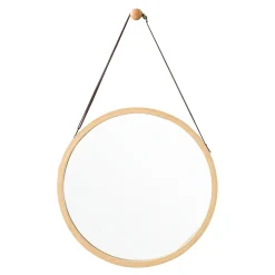 Miroir mural avec cadre en bambou marron Helloshop26